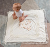 К08-15 Одеяло-плед велюр на подкладе с утеплителем "мишка с подушкой", размер 80*90см (молочный)