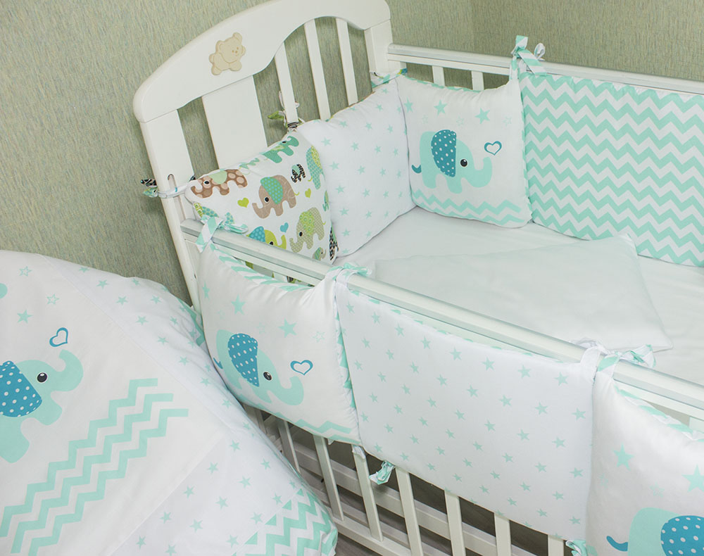 К-Б4/5ПЕЧАТЬ Комплект для детской кроватки 16 предметов синий К-Б4/5ПЕЧАТЬ Комплект для детской кроватки 16 предметов синий