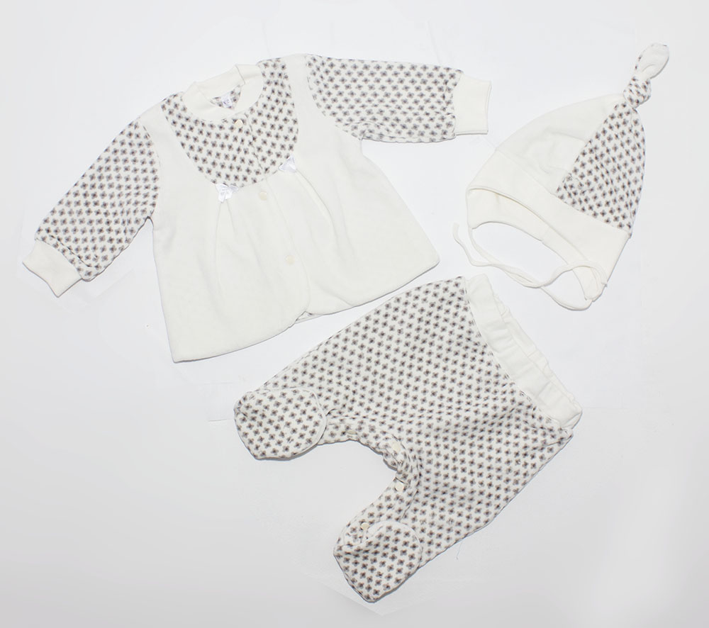 518-235 Комплект для девочки велюр кофточка, ползунки, шапочка 518-235 Комплект для девочки велюр кофточка, ползунки, шапочка