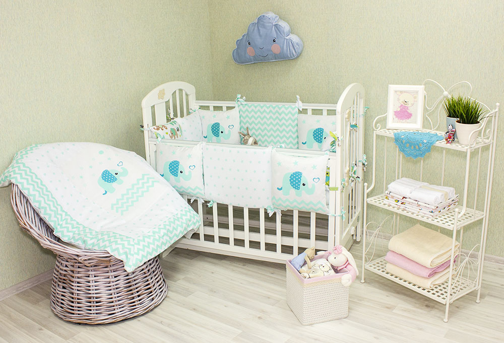 К-Б4/5ПЕЧАТЬ Комплект для детской кроватки 16 предметов синий К-Б4/5ПЕЧАТЬ Комплект для детской кроватки 16 предметов синий