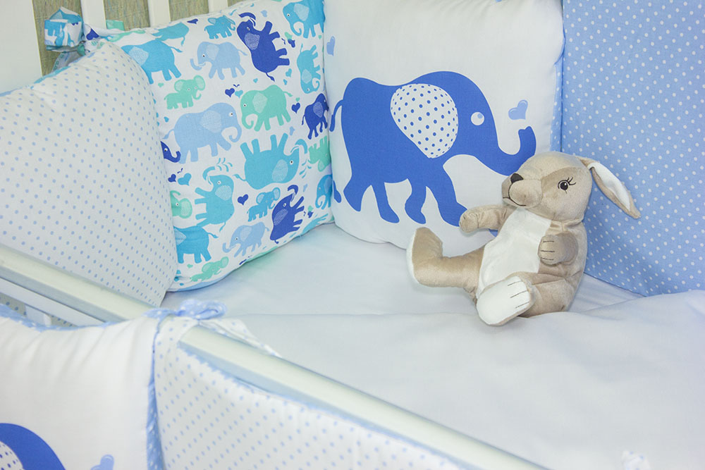 К-Б4/5ПЕЧАТЬ Комплект для детской кроватки 16 предметов синий К-Б4/5ПЕЧАТЬ Комплект для детской кроватки 16 предметов синий