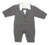 85-18307А Комплект для мальчика полукомбинезон и пиджак "Хочу в школу" (20/62 - молочный с серым)