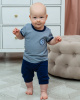 118-360В Комплект для мальчика: футболка и шортики "Мишка в лесу" (20/62 - синий)