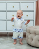 118-249 Комплект для мальчика: футболка и шорты (26/86 - голубой с полосками)