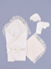 К150 Комплект 5-ти предметный:одеяло-конверт, уголок, распашонка,чепчик,пояс (18/56-20/62 - молочный)