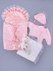 К118 Комплект 6-ти предметный демисезон: конверт, одеяло, чепчик, распашонка,ползунки, чепчик (18/56-20/62 - розовый)