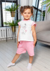 118-65П Комплект для девочки: футболка и шорты "ФЕЯ" (28/104 - молочный с розовым)